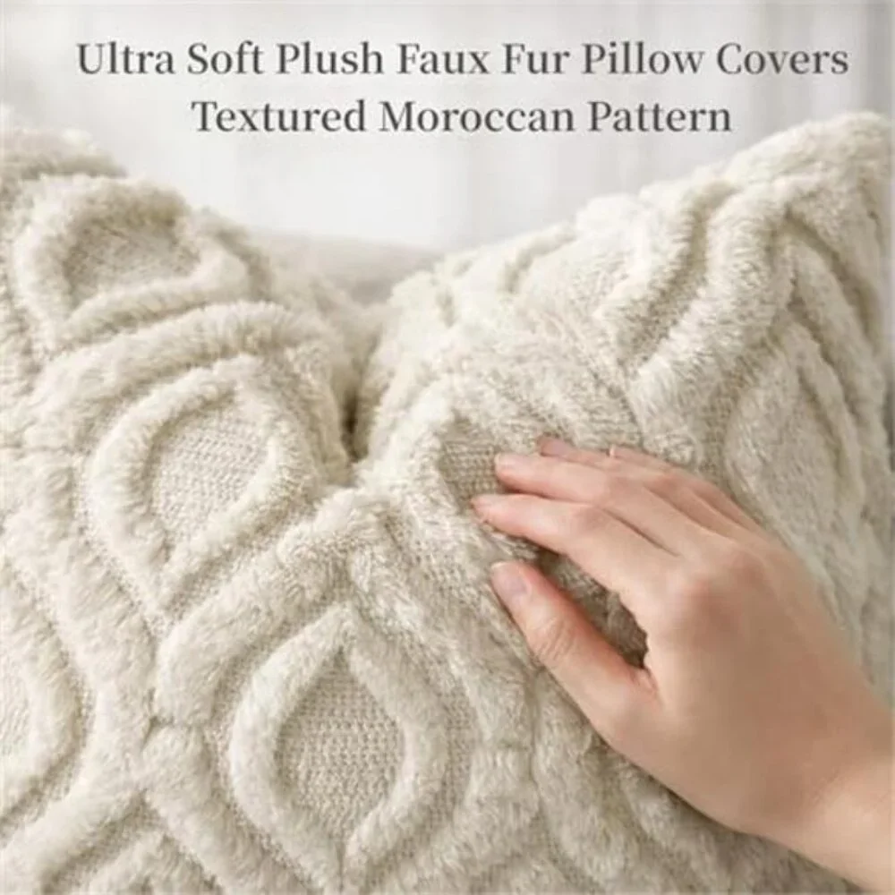 2 Pack Cozy Textured Throw Pillow Covers 18x18 Inch NO INSERT